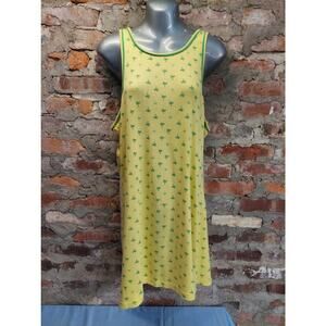Tommy Hilfiger Womens Dress Tank Top Large Yellow Palm Tree Print Racerback